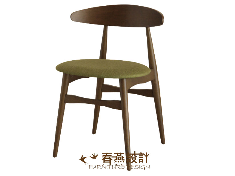 北歐胡桃綠麻布餐椅 CH0011